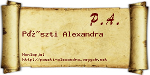 Pászti Alexandra névjegykártya